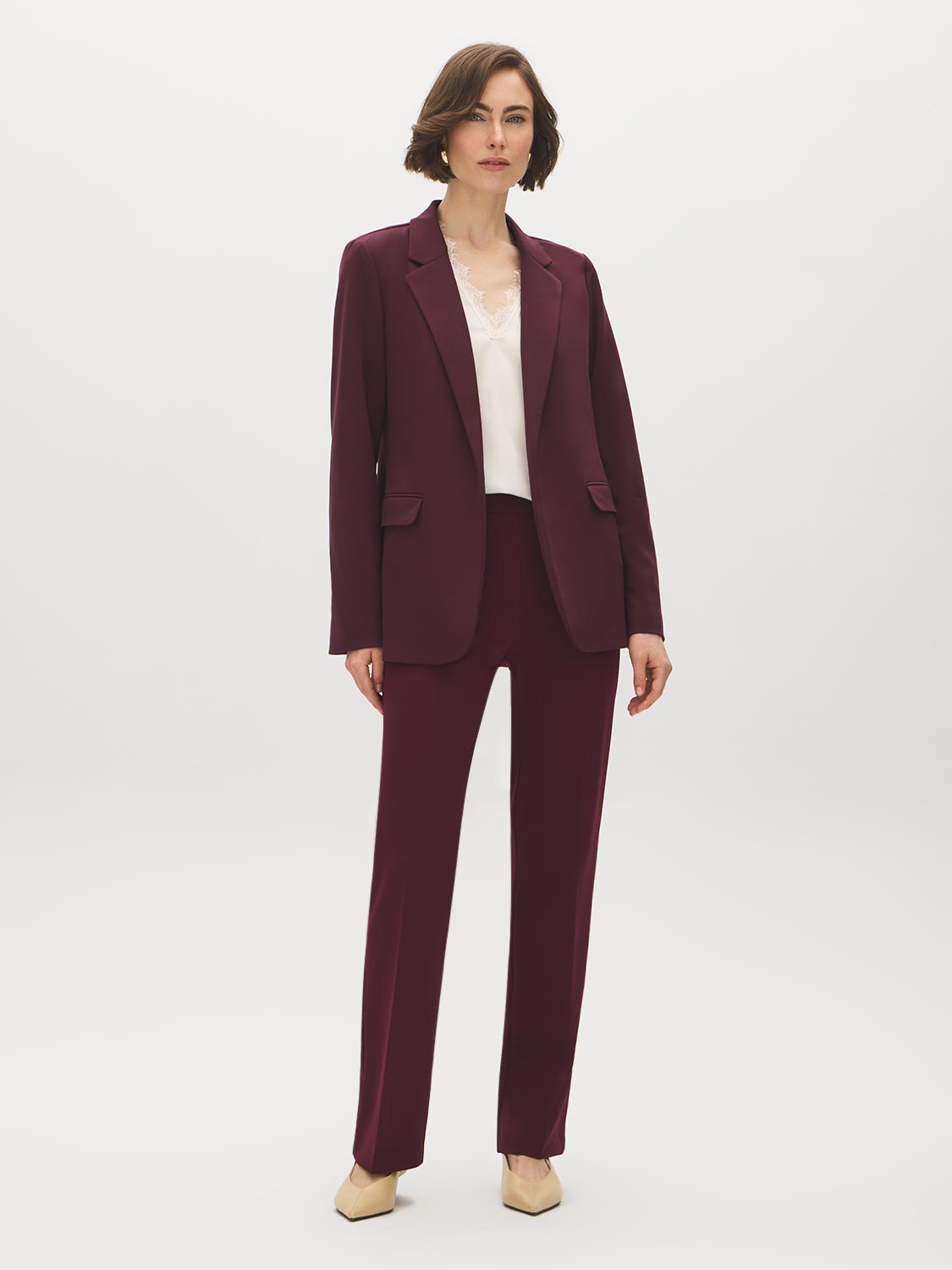 Striped Cuff Open-Front Blazer