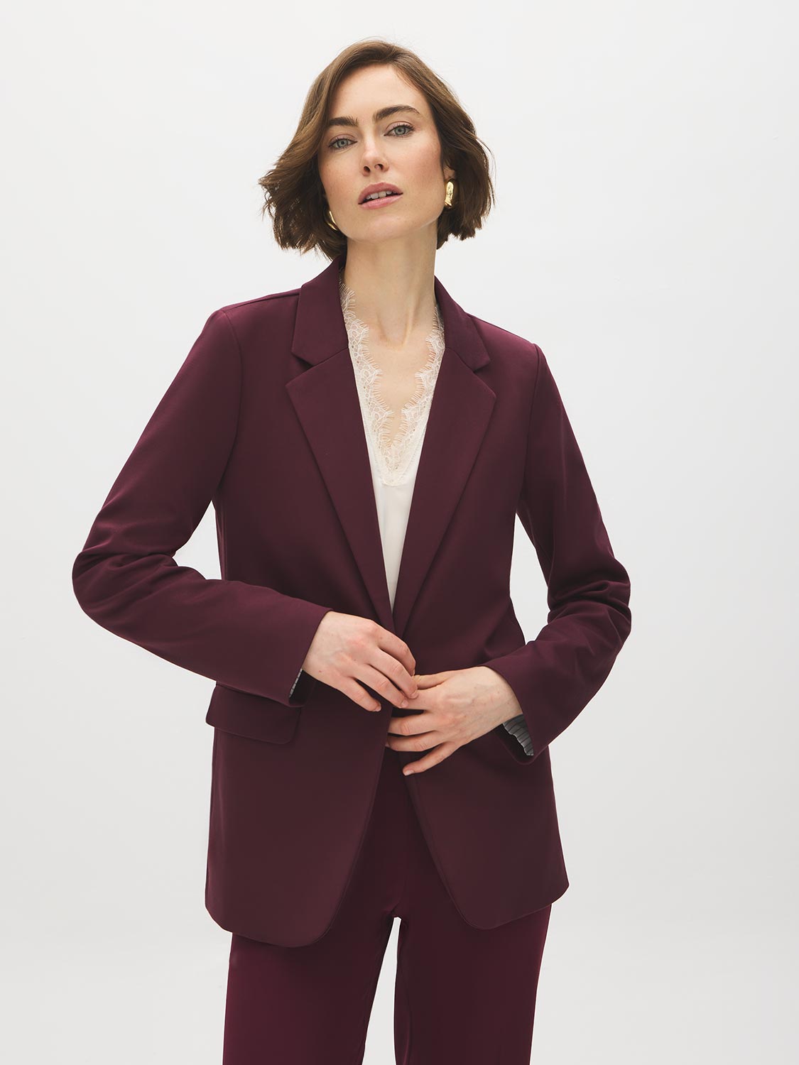 Striped Cuff Open-Front Blazer