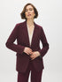 Merlot Open-Front Blazer with Stripe Cuff Detail - Woman Wearing Tailored Knit Blazer - Suzy Shier