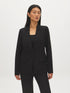 Black Single-Button Woven Blazer - Woman Wearing Tailored Blazer - Suzy Shier