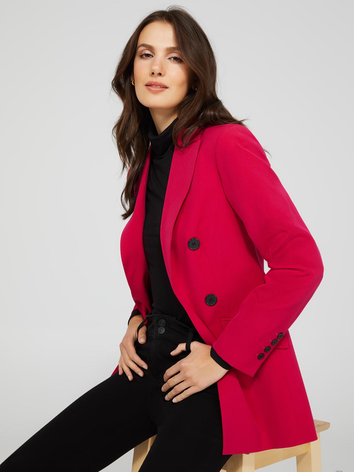 6-Button Open Blazer With Flap Pockets – Suzy Shier