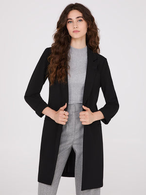 Cuffed 3/4 Sleeve Long Blazer Black