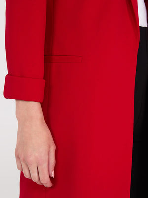 Cuffed 3/4 Sleeve Long Blazer Rumba Red