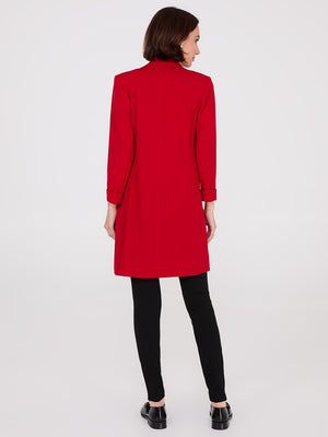 Cuffed 3/4 Sleeve Long Blazer Rumba Red