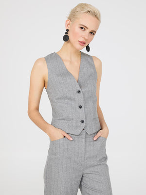 Pinstripe 3-Button Vest Grey