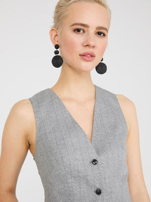 Pinstripe 3-Button Vest Grey