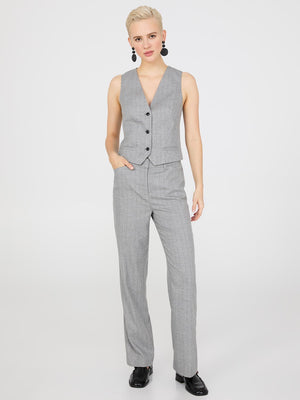 Pinstripe 3-Button Vest Grey