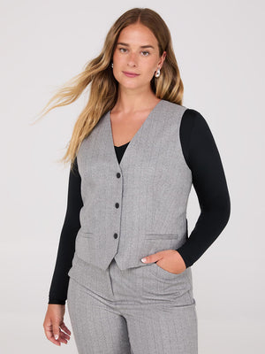 Pinstripe 3-Button Vest Grey