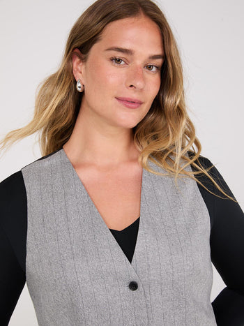 Pinstripe 3-Button Vest Grey