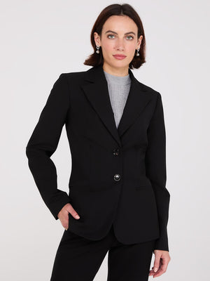 Notch Collar 2-Button Blazer Black