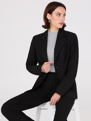 Notch Collar 2-Button Blazer Black