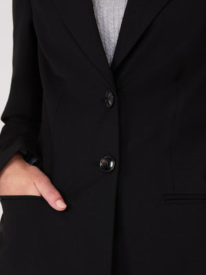 Notch Collar 2-Button Blazer Black