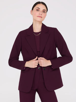 Notch Collar 2-Button Blazer Wine