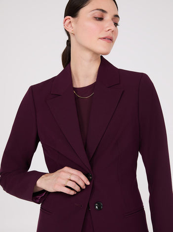 Notch Collar 2-Button Blazer Wine