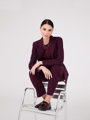 Notch Collar 2-Button Blazer Wine