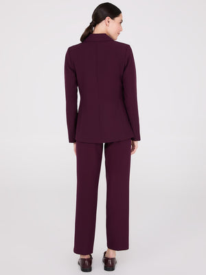 Notch Collar 2-Button Blazer Wine