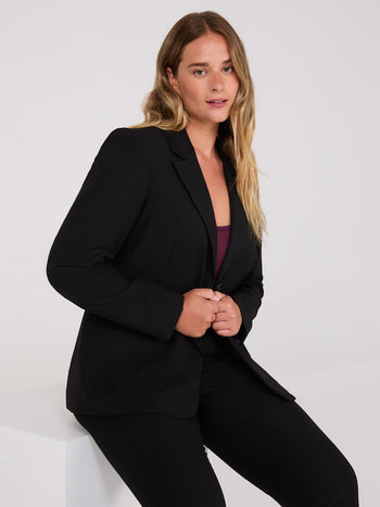 Notch Collar 2-Button Blazer Black