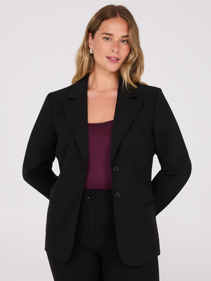 Notch Collar 2-Button Blazer Black