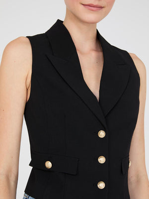 3-Button Notch Collar Vest Black