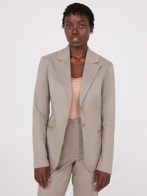 Notch Collar 2-Button Blazer Sand