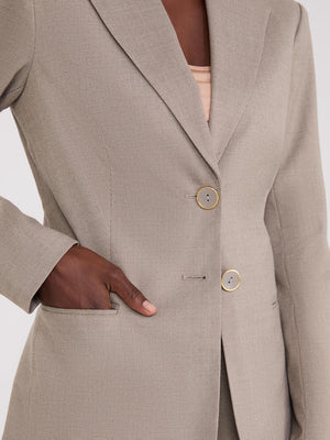 Notch Collar 2-Button Blazer Sand