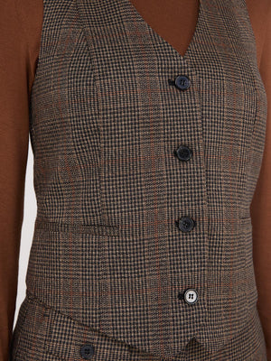 Glen Plaid Button-Front Vest In The Buff