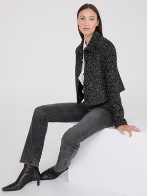 Waisted Boucle Blazer Black