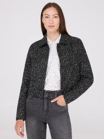 Waisted Boucle Blazer Black