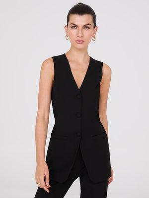 Sleeveless 3-Button Blazer Black