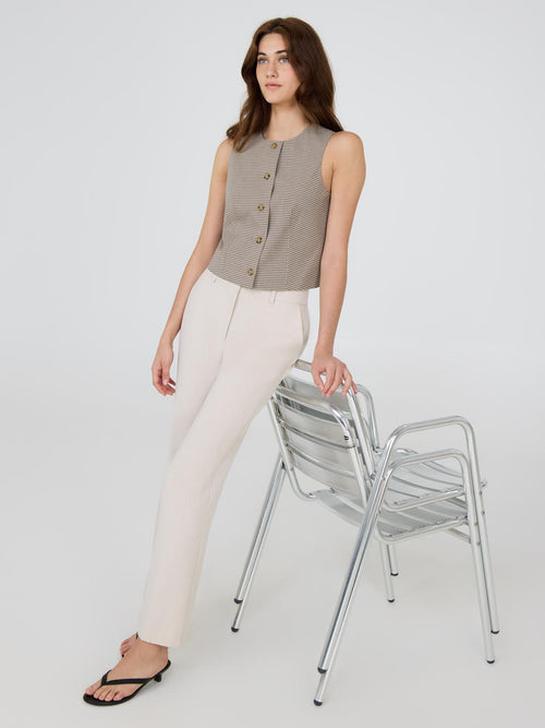 Plaid Sleeveless Button-Front Vest