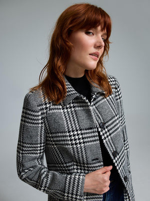 Collared Plaid Blazer Black