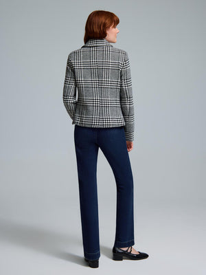 Collared Plaid Blazer Black