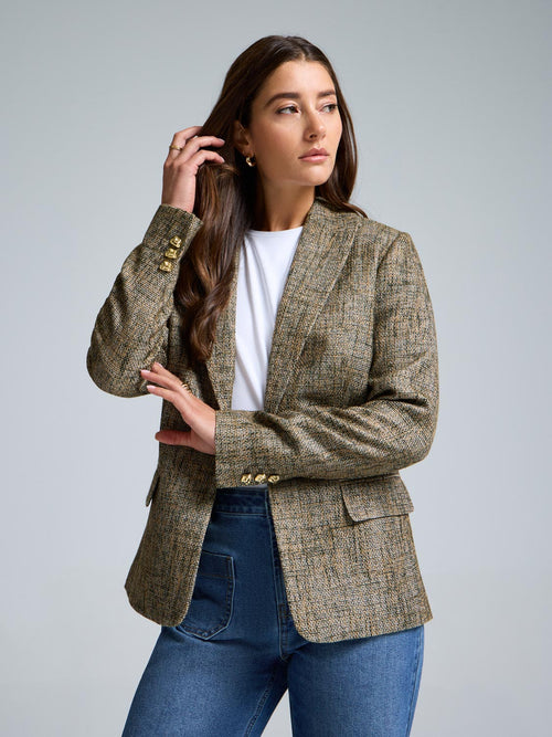 1-Button Tweed Blazer