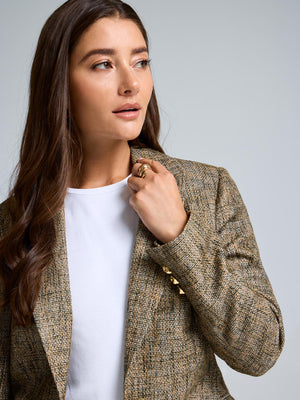 1-Button Tweed Blazer Ivy