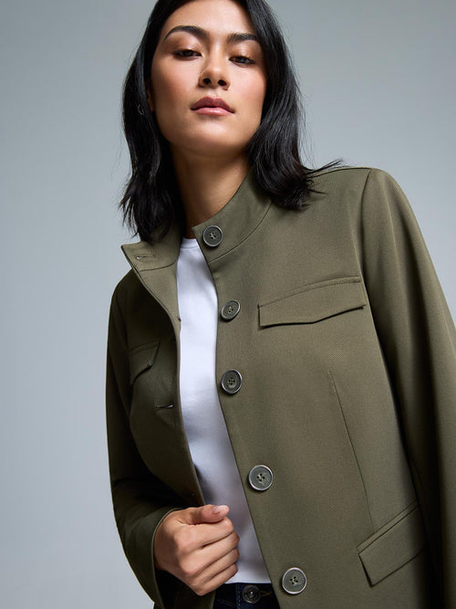 High Neck Button-Up Blazer