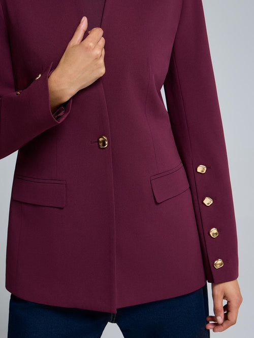 Blazer en tissu crêpe à col montant