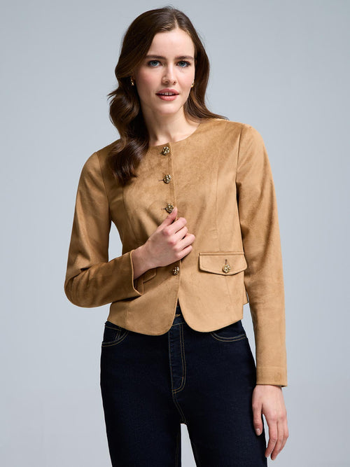 Cropped Suede Blazer