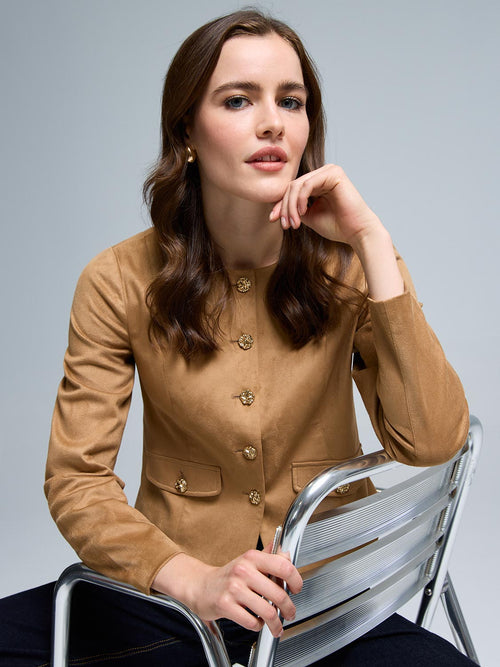 Cropped Suede Blazer