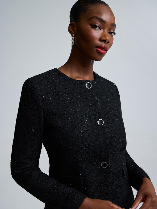 Collarless Boucle Blazer