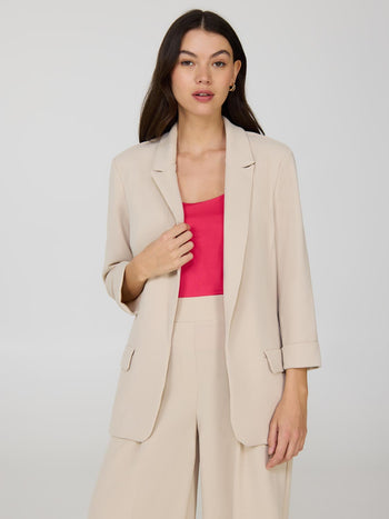 Blazer ouvert sur le devant à col cranté Oatmeal