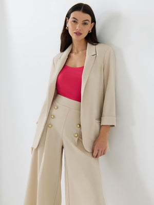 Blazer ouvert sur le devant à col cranté Oatmeal