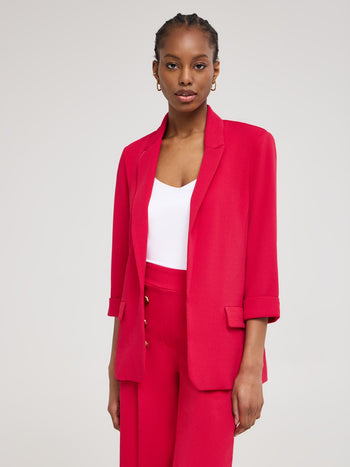 Blazer ouvert sur le devant à col cranté Rose