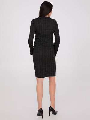 Metallic Boucle Button-Front Blazer Black