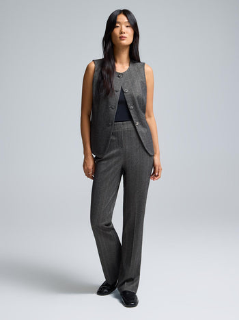 4-Button Striped Jacquard Vest Black