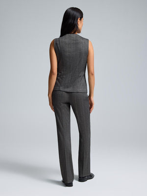 4-Button Striped Jacquard Vest Black