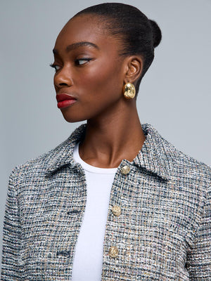 Sequin Boucle Cropped Blazer Black