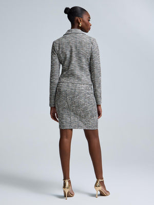 Sequin Boucle Cropped Blazer Black