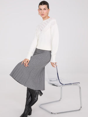 Jupe midi plissée en tricot Grey