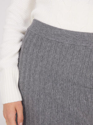 Pleated Knit Sweater Midi Skirt Grey