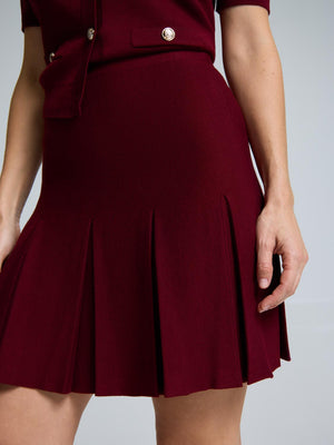 Mini-jupe plissée en maille côtelée Rumba Red